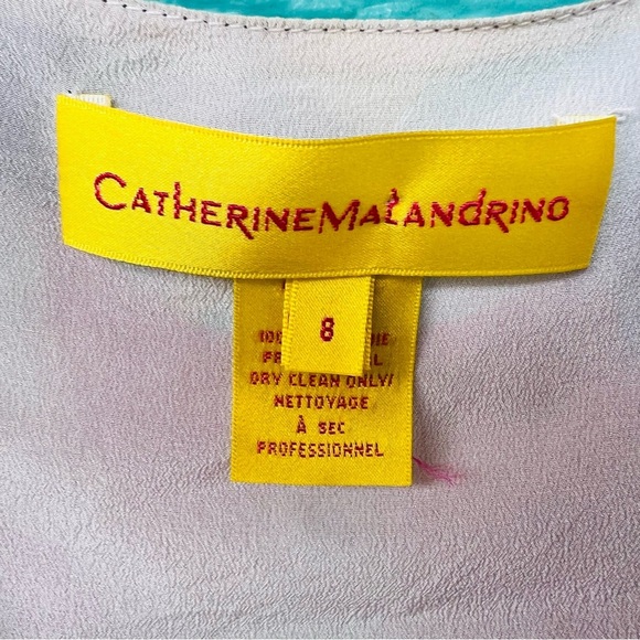 BOHO SILK SMOCKED BODICE V-NECK FLOWY FLORAL PRINT TOP SIZE 8 - Picture 2 of 6